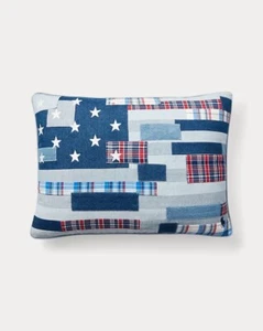 NWT Ralph Lauren RAMSEY Patchwork Flag 14” x 20” Accent Throw Pillow Retail $215 - Picture 1 of 1