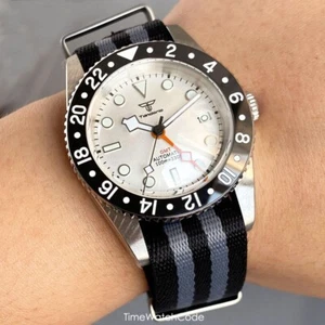 Reloj de buceo 20BAR impermeable NH34 para hombre GMT esfera blanca zafiro abovedado 38 mm - Imagen 1 de 7