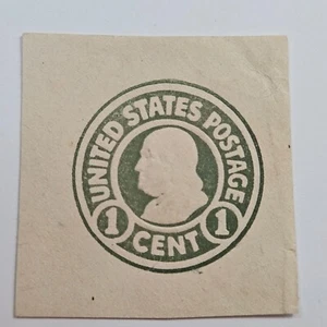 US Cut Square Sc U420, 1c green on white, Mint, ink overrun (504C89) - Picture 1 of 2