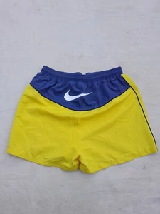 Vintage Nike Swim Shorts Boy's Large Yellow Blue Embroidered Logo - Picture 1 of 11