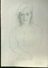 "Laura" Young Florentine Woman Pencil Drawing-1975-August Mosca