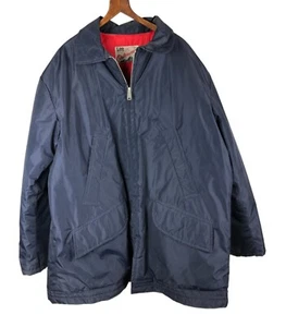 Giacca cappotto blu Lee vintage anni 70 capospalla Union Made made in USA foderata rossa XL - Foto 1 di 3