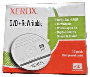 Xerox DVD + Rewritable 4.7GB 10 pack With Slim Jewel Cases and Digital Quality - Picture 1 of 5