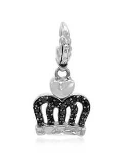 HELLMUTH CROCO STYLE 925 SILVER DIAMONDS CROWN NECKLACE BRACELET PENDANT CHARM - Picture 1 of 3