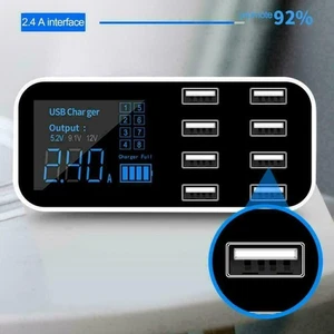 8 Multi-Port Ladestation USB Adapter Autoladegerät Smart LED Display 5.0V - Bild 1 von 8