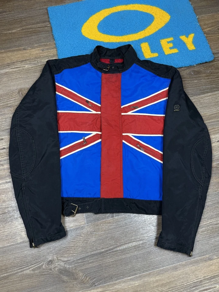 Mens Vintage Belstaff Black Prince British Flag Nylon Biker Jacket Size XXL - Image 1 of 4