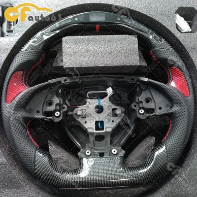 Volante LED de fibra de carbono real para Chevrolet Corvette C7 2014-2019 Foto 1 de 2