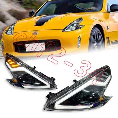 09-20 Pair LED DRL Headlight Sequential Turn Signal Assembly For Nissan 370Z Z34 - Image 1 of 4