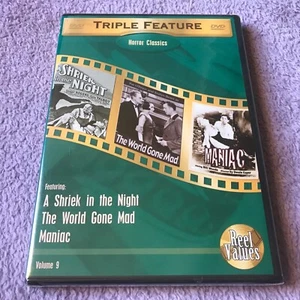 HORROR CLASSICS TRIPLE FEATURE: V.9 (Shriek In Night/World Gone Mad/Maniac) DVD - Picture 1 of 2