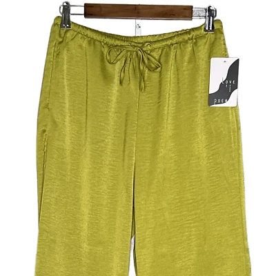 LOVE POEM by BLOCK calça feminina brilho perna larga tamanho M cordão elástico - Imagem 1 de 4