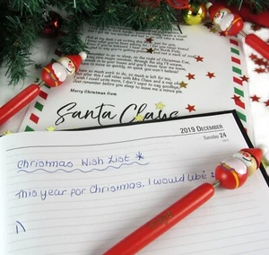 PERSONALISED Ballpoint Pen Wooden Christmas Santa Topper Pens - Any Name or Text - Picture 1 of 6