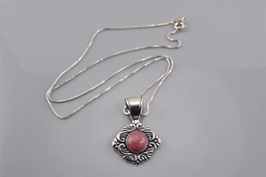 Cadena colgante de rodonita 925 rosa enrollada de plata esterlina Carolyn Pollack de 20 - Imagen 1 de 7