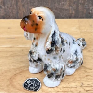 VTG EUC WALES JAPAN Speckled COCKER SPANIEL Figurine White Red Brown Black 3x3.5 - Picture 1 of 12