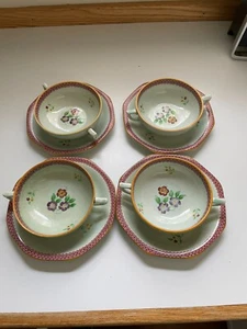 Vintage Calyx Ware, 4 Dessertschalen & Untertassen, England, kostenloser Versand - Bild 1 von 4