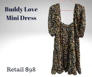Buddy Love Mini Dress Cheetah Print Size Medium Retail $98 - Picture 1 of 3
