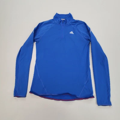 阿迪达斯衬衫女式小号蓝色跑步长袖训练慢跑户外 — 第 1/4 张图片