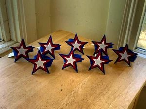 NEW W/ TAGS - SET 8 CRATE AND BARREL PATRIOTIC JULY 4TH STAR NAPKIN RING HOLDERS - Picture 1 of 9