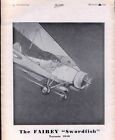 The FAIREY "Swordfish" Aeroplane. Vintage Original 1940 ADVERTISEMENT. Free Post