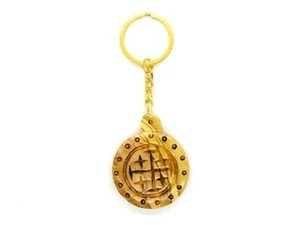 5 Pcs Olive Wood Jerusalem Cross Keychain Keyring Hand Carved Holyland Jerusalem - Picture 1 of 4