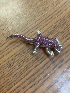 Vintage 925 Sterling Silver Lizard/Salamander Brooch Pin Purple Stones PRELOVED!