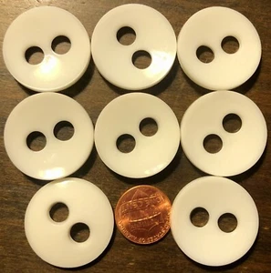 8 Large Concave Slightly Off-white Plastic Sew-through Buttons 1 1/8" 28MM 6264 - Picture 1 of 1