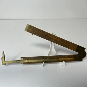 Stanley antico vintage n. 36 pinze scorrevoli in ottone per righello in legno di bosso da 1/2 L - Foto 1 di 10
