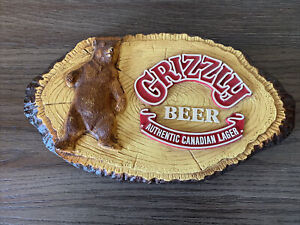 Vtg 1984 GRIZZLY BEER Authentic Canadian Lager Advertising Sign, Hard foam.