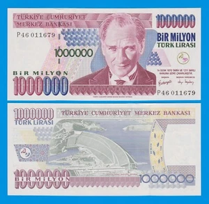 Turkey 1,000,000 Lira P 213 UNC L.1970 ( ND 2002 ) 1000000 One Million, Ataturk - Picture 1 of 1
