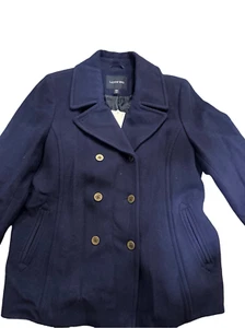 Lands’ End wool blend double breasted pea coat purple women’s size 20W NWT NEW - Picture 1 of 7