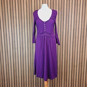 White Stuff Dress Purple 16 Below Knee Jersey Stretch Long Sleeve Wool - Picture 1 of 11