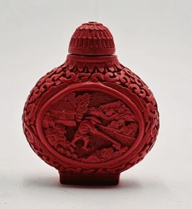 Vintage Asian Cinnabar Red Snuff Bottle - Picture 1 of 5