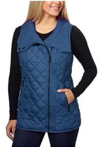 Ladies QUILTED GILET Body Warmer BLUE Sleeveless Pocket ANDREW MARC Jacket SMALL - Picture 1 of 7