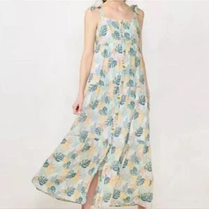 Lauren Conrad tropical print babydoll tiered maxi dress Sz M New - Picture 1 of 10