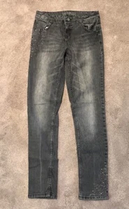 Girl’s Uproar Skinny Jeans With Rhinestones, Gray, Size 12 R Regular - Picture 1 of 8