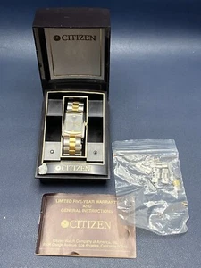 Vintage Citizen 1022-S76876 Gold Stainless Steels Rectangle Quartz Watch - Works - Picture 1 of 14