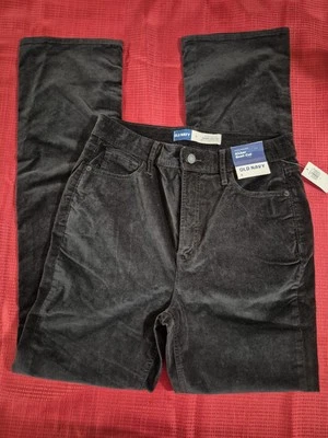 Pantalones de pana antiguos azul marino negros tiro extra alto corte bota de pateador talla 6 (L1822) Foto 1 de 3