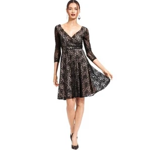 Abito donna Maggy London 12 nero pizzo nudo illusione aderente svasato fata capriccioso - Foto 1 di 17