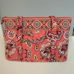 Vera Bradley Pink Salmon Paisley Handbag With Inside Pockets - Picture 1 of 10
