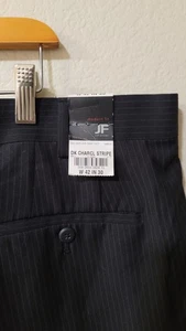 NWT JF J. Ferrar Modern Fit Dk Charcoal Pinstripe Stripe Slacks 42x30 - Picture 1 of 10