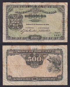 Banknotes Portugal 500 Reis 1904 P 105a BB VF - Picture 1 of 1