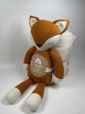 NUEVO Hecho a mano en la India Relleno Waffle Tejido Zorro y Manta Amigo Set 40x50 Foto 1 de 4