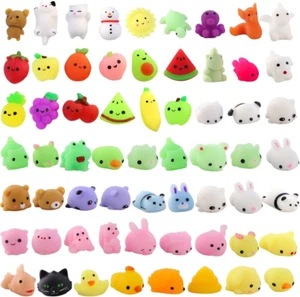 62 Pieces Kawaii Animals Mochi Squishy Toys Mini Soft Stress and Anxiety Relieve - Picture 1 of 12