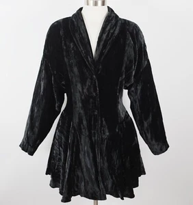 Betsy Johnson Punk Label jacket velvet black sz Large vintage - Picture 1 of 12