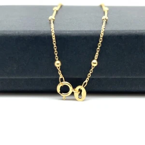 9ct Yellow Gold 2mm Flat Trace Bead Chain Necklace Womens 16" 18" 20" 22" 24" - Picture 1 of 7