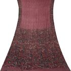 Vintage Puce Color Sarees 100% Pure Crepe Silk Printed Sari 6yd Craft Fabric