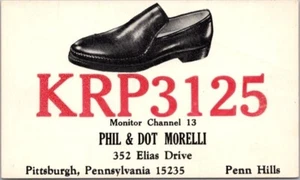 Tarjeta postal de radioaficionado de Pittsburg, Pennsylvania QSL "Phil & Dot Morelli" década de 1950 - Imagen 1 de 2