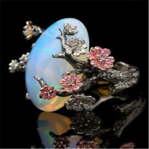 Fashion Women Flower Jewelry Punk Wholesale Gothic Vintage Rings Gift Size 6-11