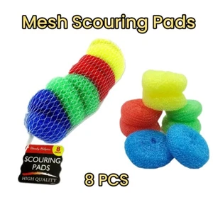 8PCS Scrubbing Pads Non Scratch Dish Scrubber Round Scouring Pad Assorted Color - Picture 1 of 7