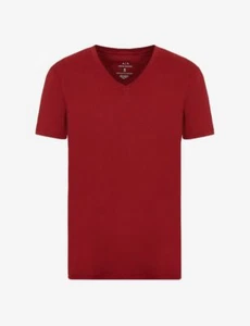 Armani Exhange Short-Sleeved Pure Pima Cotton Jersey V-Neck Tee,Scarlet Sage,L - Picture 1 of 5