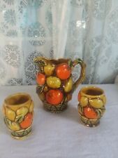 Vintage Inarco Pitcher with 2 glasses  Classic 50's orange and lime colors